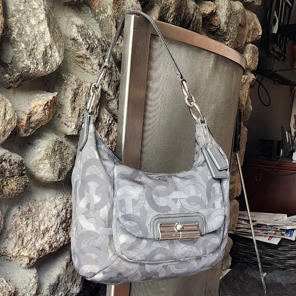 COACH E1182-18295 Signature Kristen Silver/Gray Embroidered Canvas Shoulder Bag - Picture 5 of 16